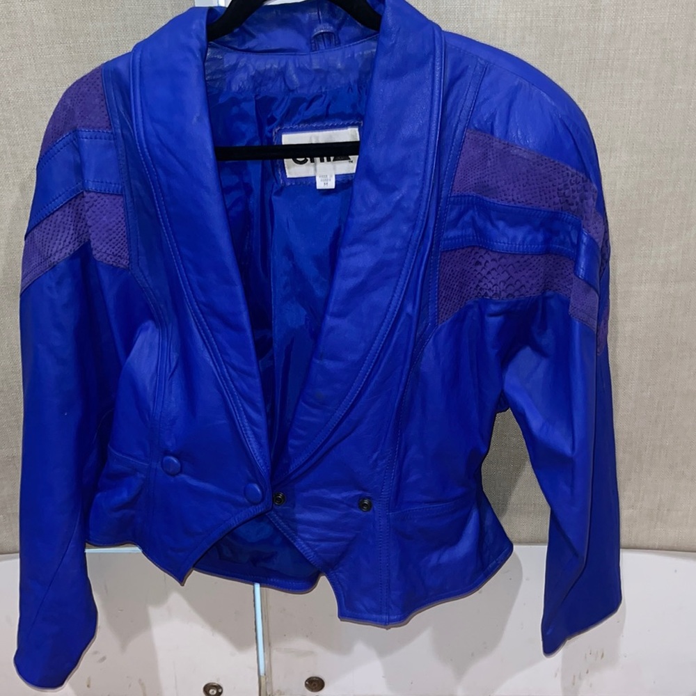 Vintage blue leather jacket